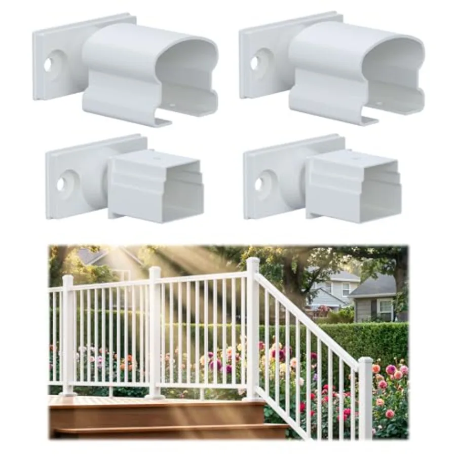 

4 Pack White Aluminum Railing Bracket Connector with Drill Bit, Adjustable Railing Bracket, Outdoor Textured Powder-Coat Finish