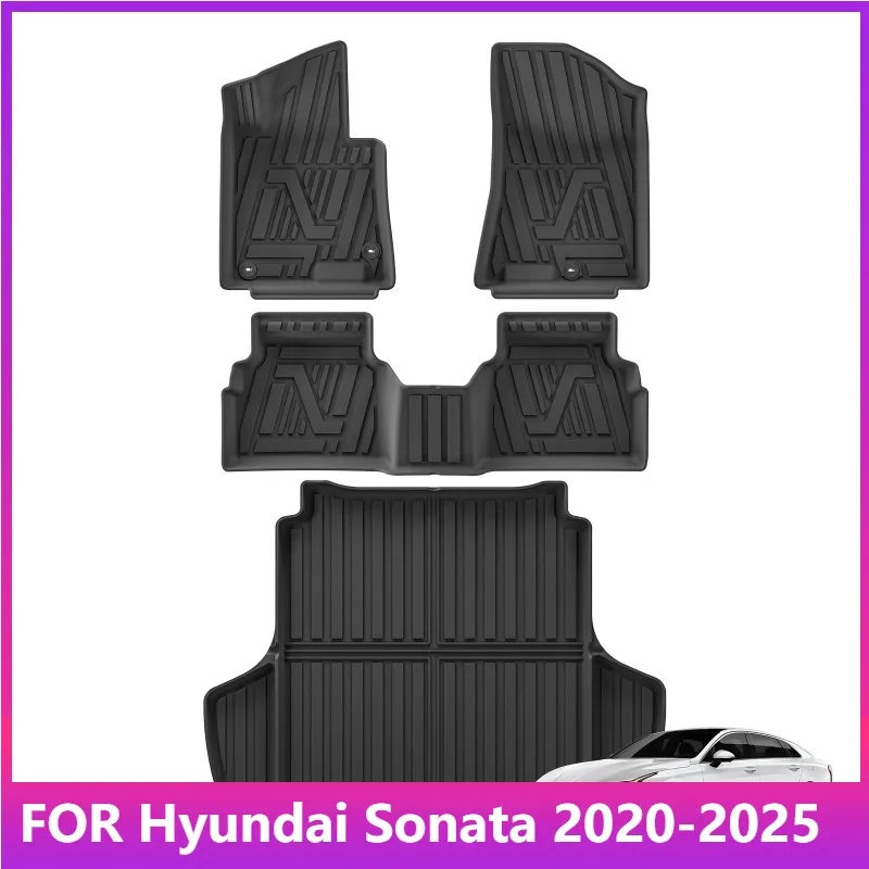 

Floor Mats For Hyundai Sonata 2020-2025 TPE 3D Car Floor Mat Cargo Liner Trunk Pad All Weather Waterproof Accessories Black