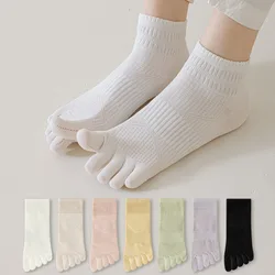 Spring Summer Breathable Mesh Five Finger Short Socks Women Solid Color Daily Sports Cotton Split Toe Socks Female Ankle Socks