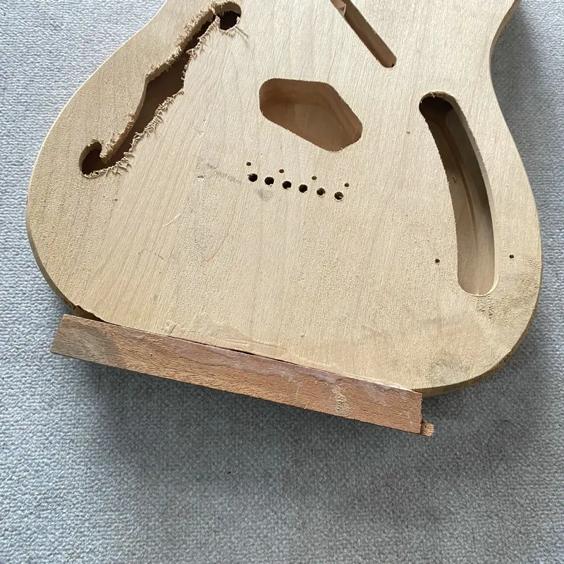 HB330 Raw Materials Semi Finishing Tele Electric Guitar Body Semi Hollowbody See Through Jazz Guitar Style for Decoartion or DIY