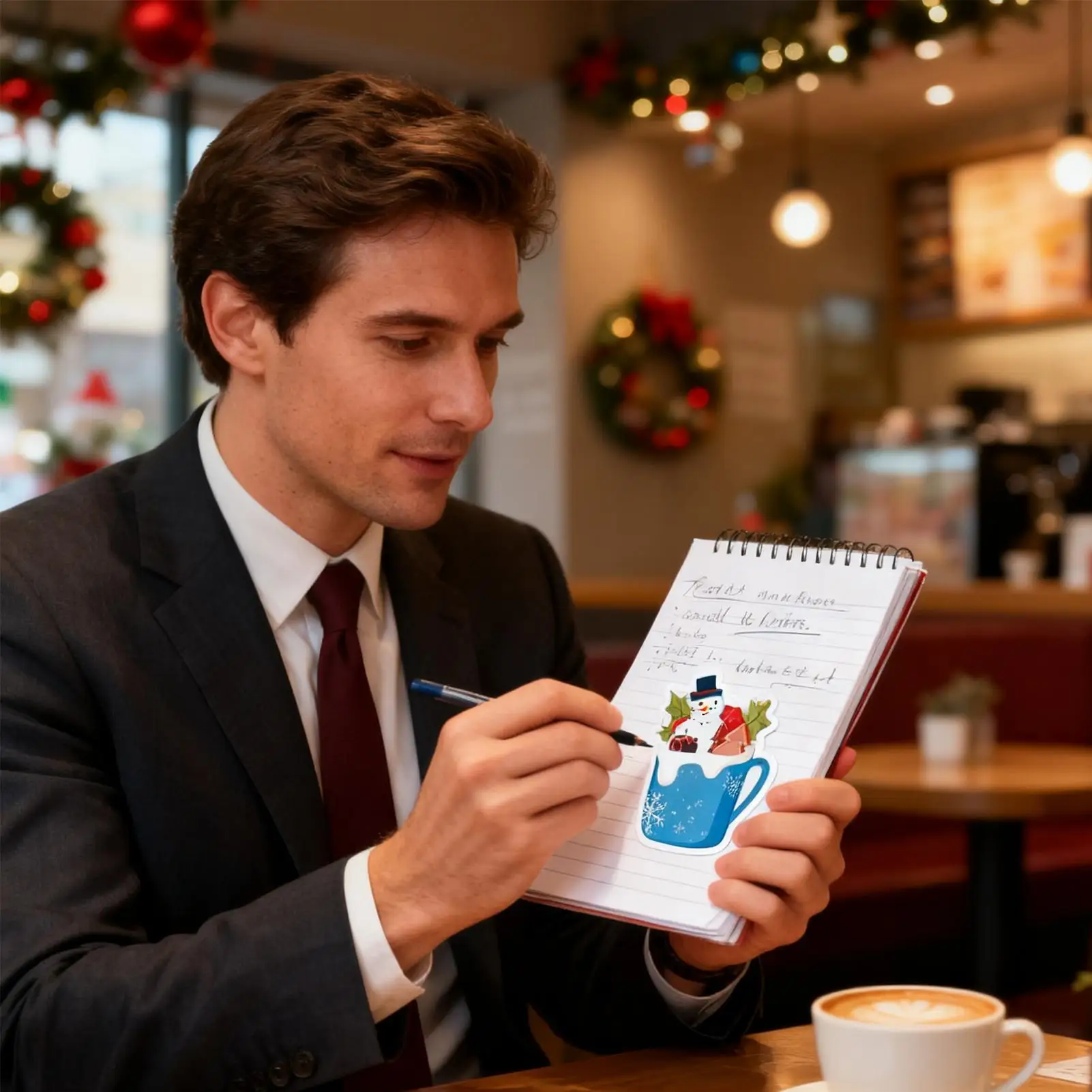 12 рождественских чайных чашек, набор блокнотов для заметок, блокнот на тему Санта-Клауса и лося, праздничные наклейки, липкие заметки, рождественский липкий блокнот, подарки