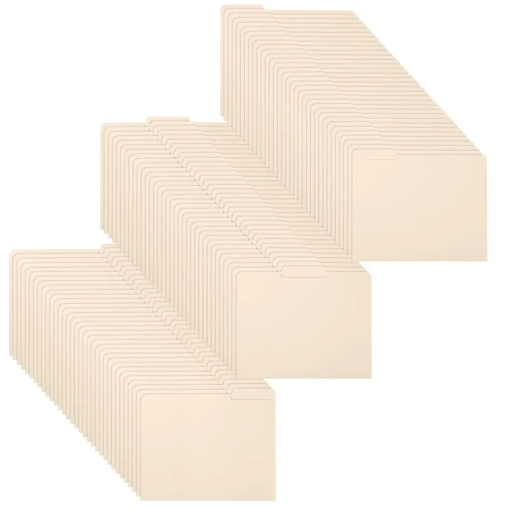 - File Folders, 100 Pack, 1/3-Cut Tab, Manila, Letter Size, Office Supplies File Folders Bulk