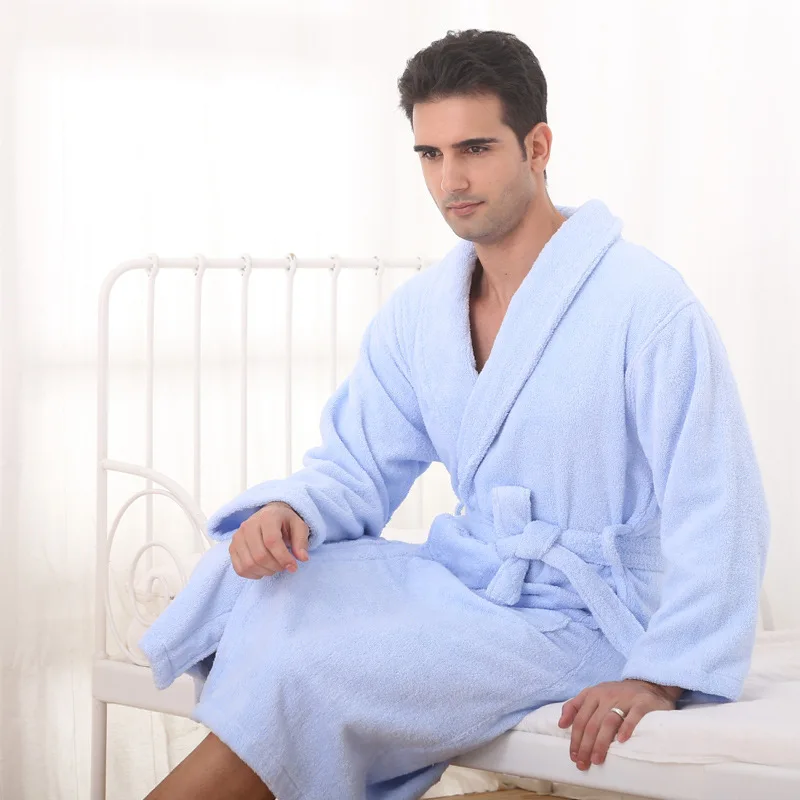 

Thickened pure cotton towel bathrobe women and men couples hotel SPA bathrobe pure color