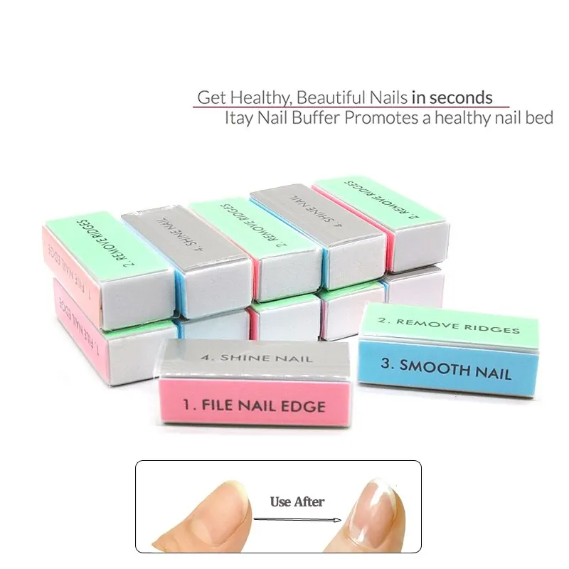 10 / 20pcs Professional Nail Buffers Colorful 4 Way Different Grit Nails File Polishing Block Sanding Manicure Art Sponge Tools