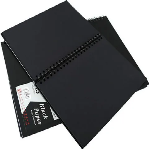 New Black Card Book A4 120 Pages Black Card Paper Inner Page Coil Book Graffiti A3 Photo Album DIY Black Sketchbook Notebook