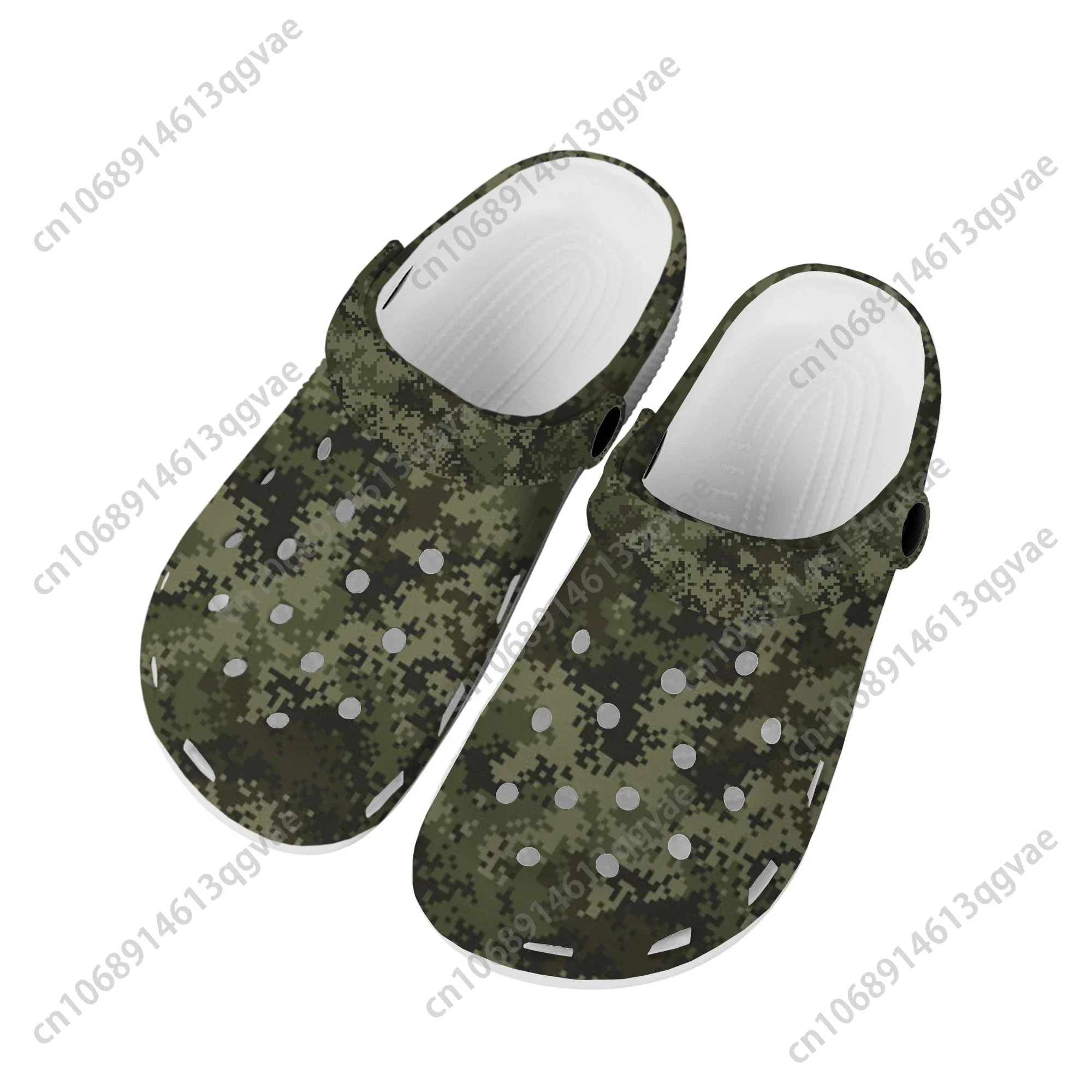 Marinha personalizada Camo Casa Tamancos, Sapatos de água personalizados, Homens Mulheres Adolescente Exército Camuflagem Sapato, Tampão De Jardim, Chinelos de praia respirável