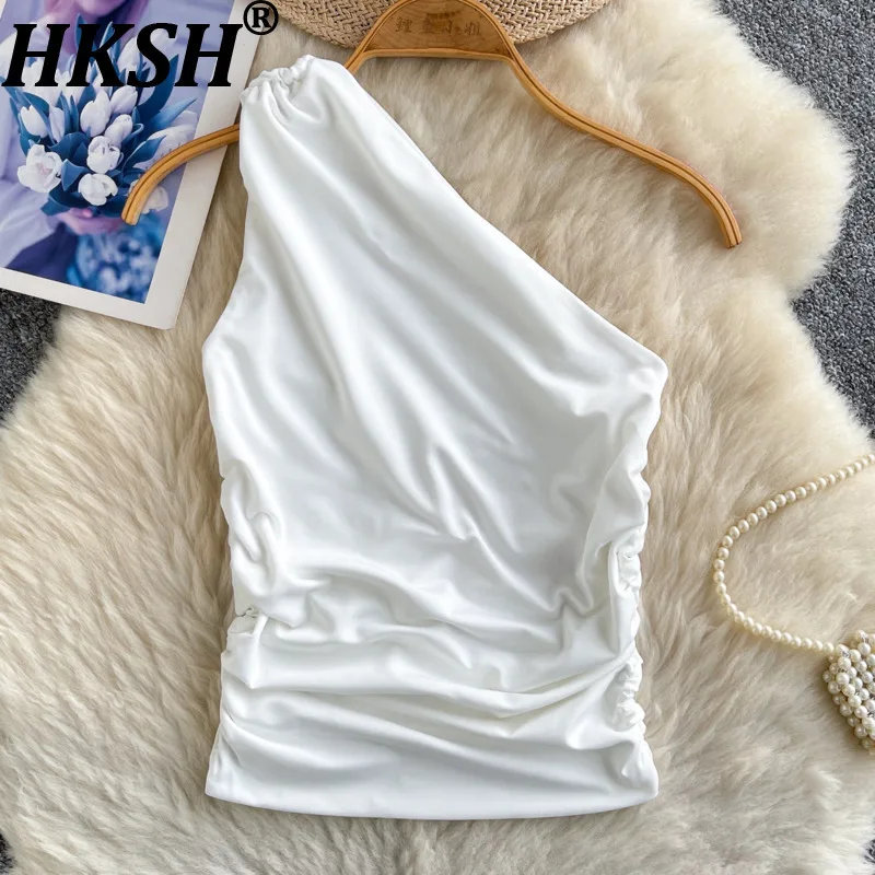 

HKSH Spring Summer Women Fashion Design Vest High Sense Trend Sleeveless Tees Ins Slim Inner Layer Sports Casual Tank Top HK8165