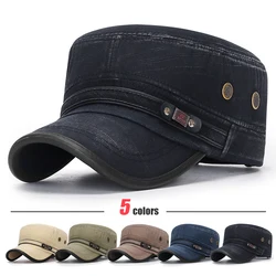 Nuovissimo berretto da cadetto militare Unisex lavato bianco regolabile Flat-Top classico uomo donna Outdoor Casual sport berretto da sole cappello da papà