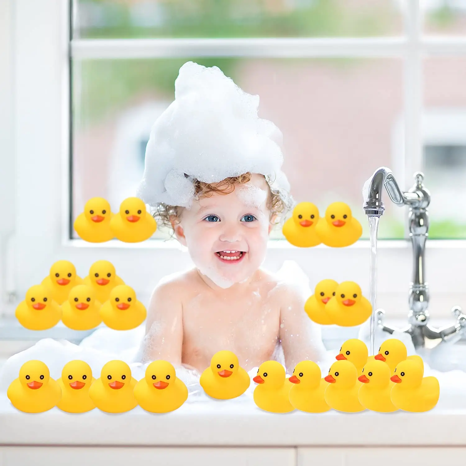 12/24/48/60Pcs Mini Rubber Ducks for Kids Children Party Favors Bulk Ducks Summer Pool Floating Toys Rubber Ducks Birthday