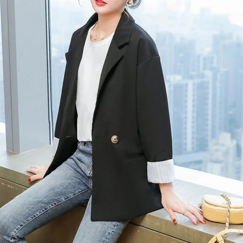 Cotton and Linen Big Button Blazer Women V-Neck Solid Colors Mid-Length Casual Office Blazer Spring Autumn Jacket Boho Large