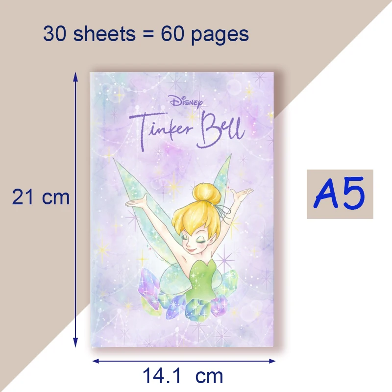 A5 Thread Notebook - Tinkerbell Tinker Bell - Faery Fairy Elf Flower Elves Disney Anime Princess Fairies Arms Crossed Note Book