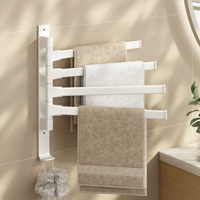 White Rotating Towel Rack - The Perfect Punch-free Space Saving Solution for Your Bathroom Introducing the Innovative Space Alu