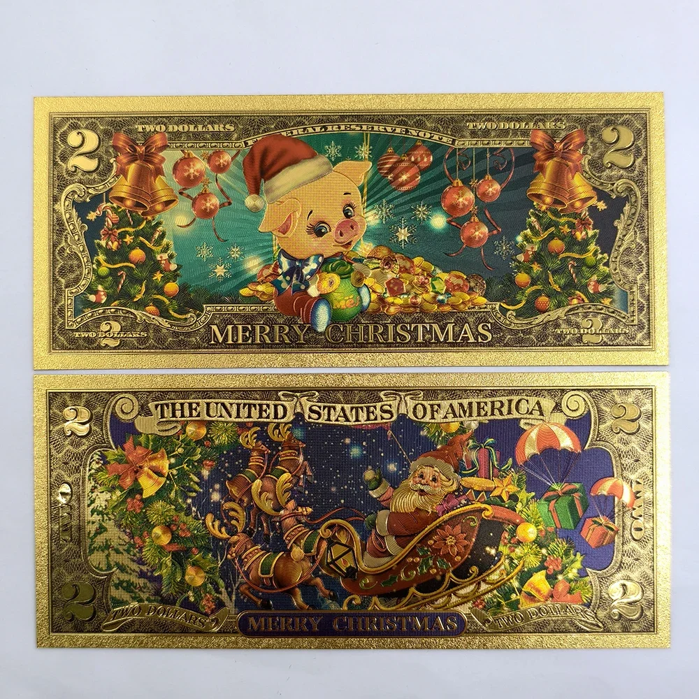 2025 جديد 4 تصاميم سانتا كلوز الذهب احباط الأوراق النقدية USD 100 دولار البلاستيك الأوراق النقدية التذكارية لعيد الميلاد السنة الجديدة هدية #3