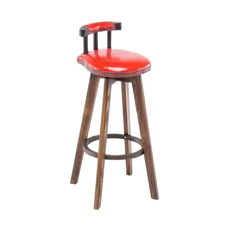 Household creativity, high bar stool, solid wood carbonized bar chair, American rotating bar chair