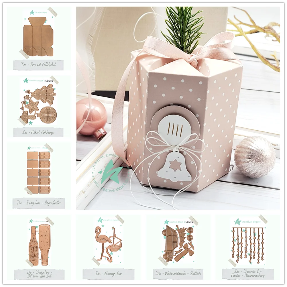 Blatt Fenster Flamingo 3D Box Weihnachtsbaum Auto Limette Flasche Grau Stanzformen Neu 2025, Scrapbooking, Kartenherstellung, Bastelbedarf