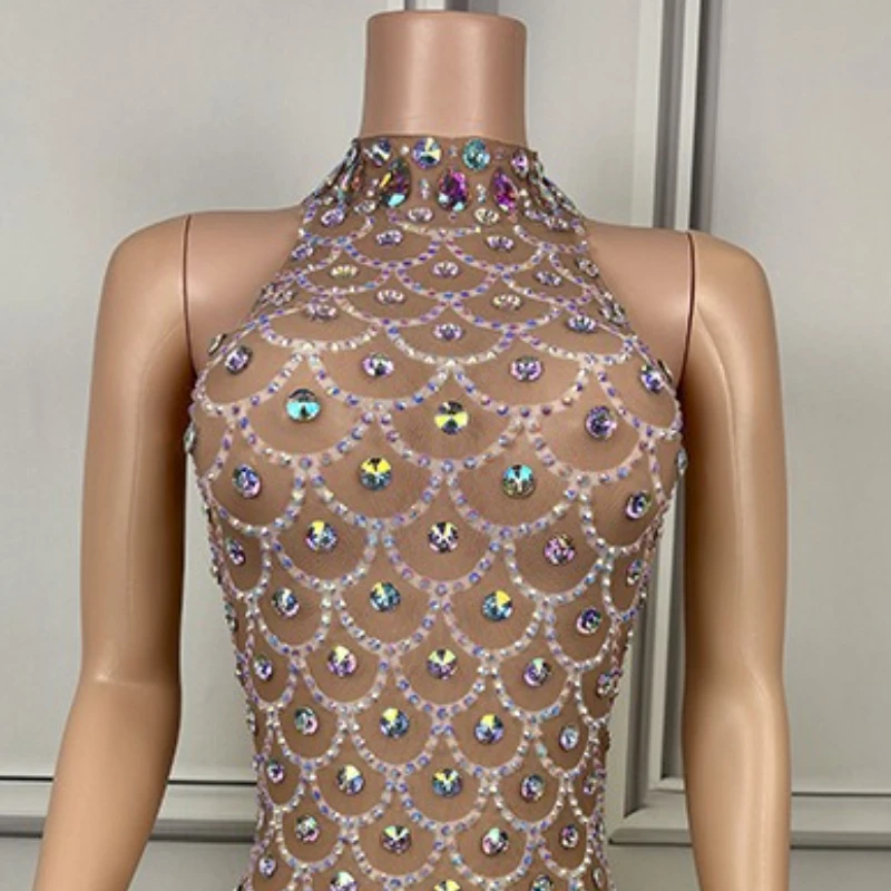Diamant Kostüm Geburtstag Kleidung Nachtclub Bar Schlank Temperament Kleid Leistung Modell Walk Show Bankett Dinner Party Kleider