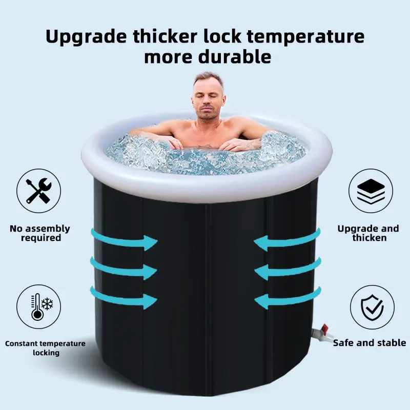 Portable Ice Bathtub Collapsible Thicken Large Adult Inflatable Bath Bucket Outdoor Water Therapy Cold Plunge Tub