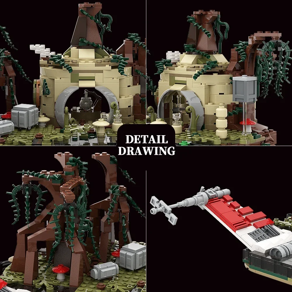 Gobricks MOC Space War Game Dagobahs playsets Swamp Scene Base Construction Building Block diy Bricks Educational Toys Kids Gift