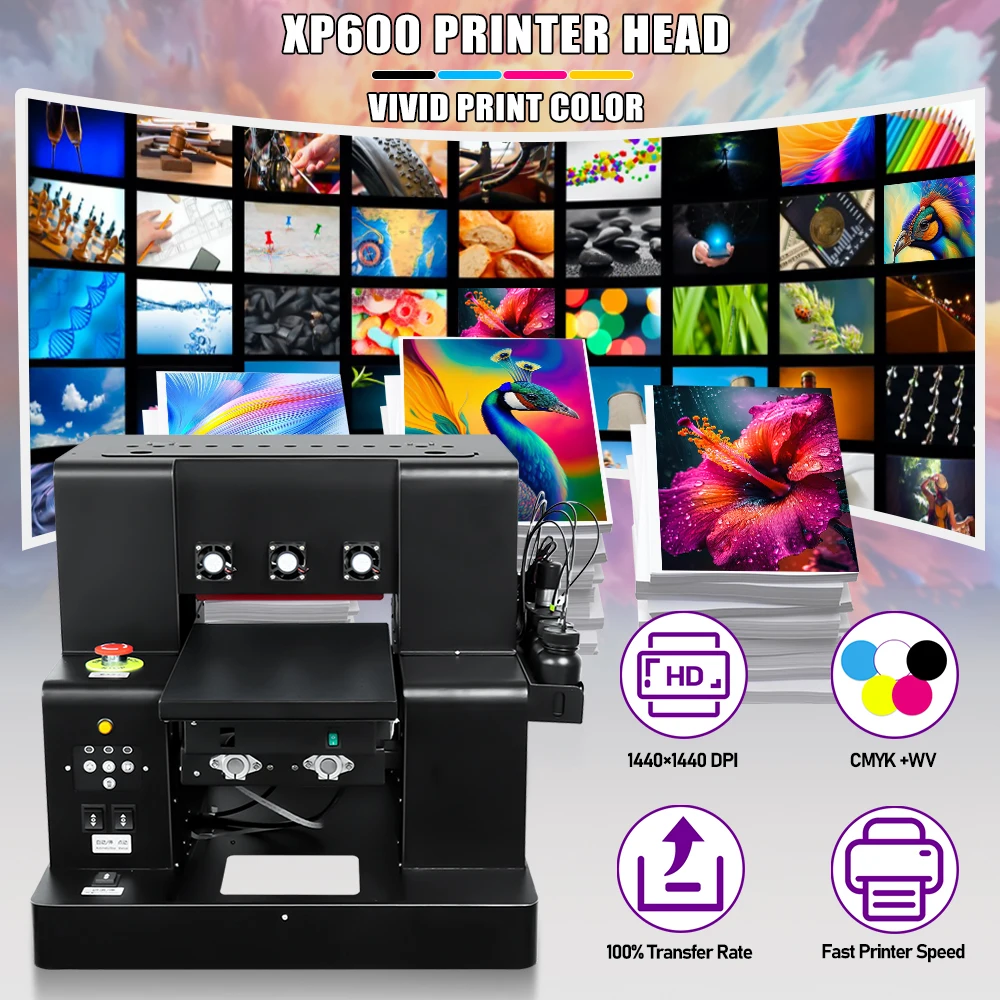 A4 uv dtf printer For Epson xp600 printer head uv dtf sticker printer with laminator for phone case glass acrylic metal uv print