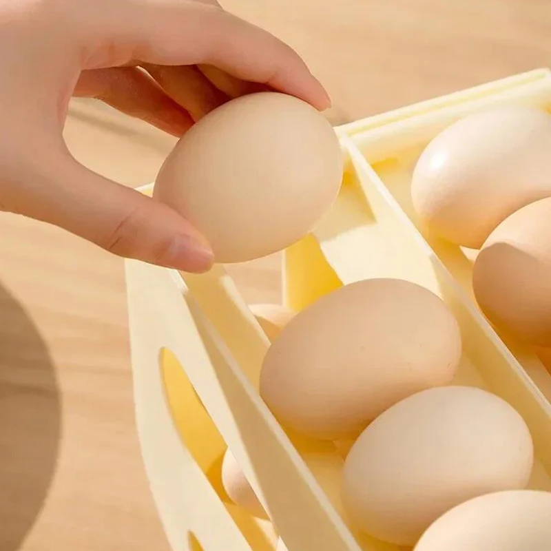 سعة كبيرة أسطوانة البيض الأوتوماتيكية المنزلية ثلاث طبقات صف مزدوج الثلاجة صندوق تخزين البيض توفير المساحة المطبخ مخصص