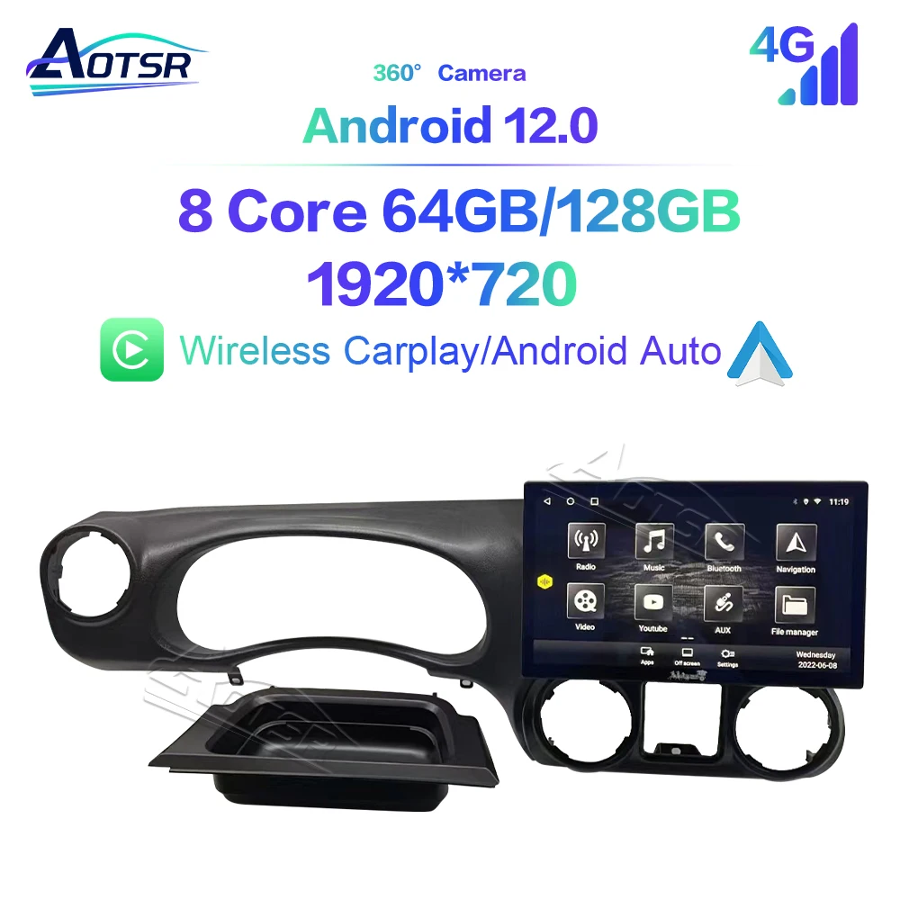 

13.6 Inch Car Stereo Radio For Jeep Wrangler 2011 2012 2013 2014 2015 2016 2017 Multimedia Player GPS Navigation Carplay Android