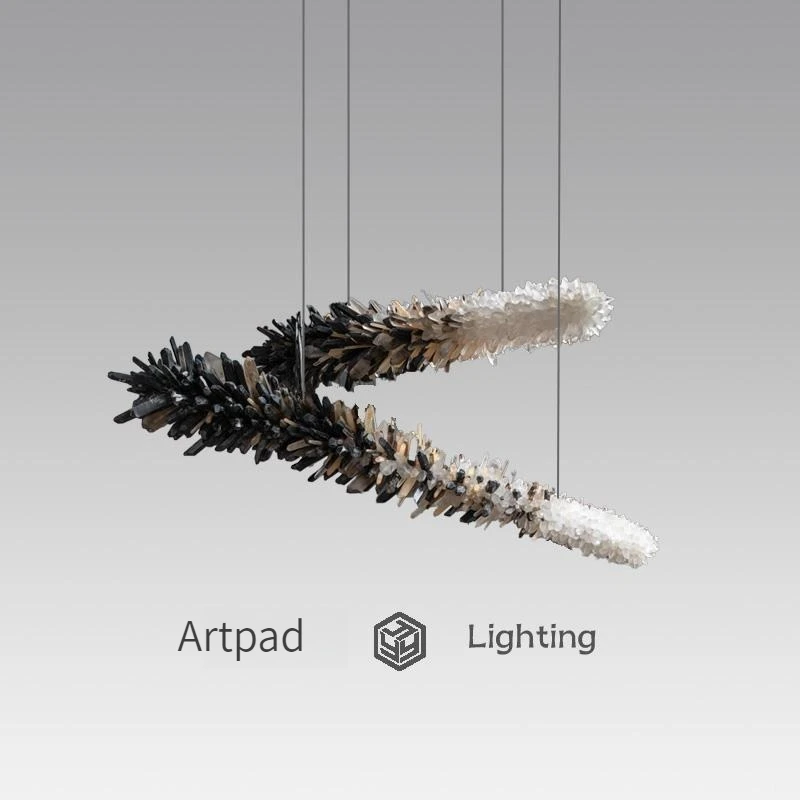 Natural Crystal Linear Pendant Light Luxury French Minimalist Chandelier for Living Room Bar Dining 100cm 120cm 150cm