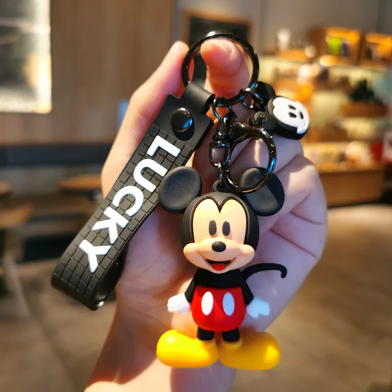 Disney Minnie Mouse Car Doll Key Chains Pendant Daisy Duck Rubber Cute Keychains For Women Men Fashion Couple Keyring Kids Gifts