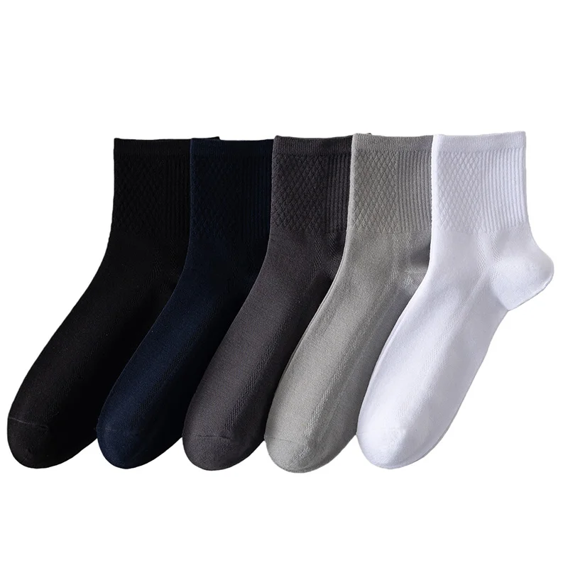5 Paar/Lot Herren-Bambussocken, Bequeme, Atmungsaktive, Lässige Schwarze Business-Socken für Männer, Hochwertige Herren-Herbst-Winter-Socken, Neu – Detail 2