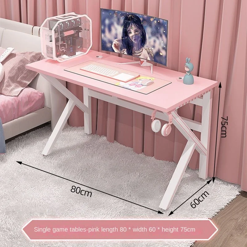 New Pink table girl cute gaming desk sturdy office desk Family Fashion game live computer Office desk white for women Room desk