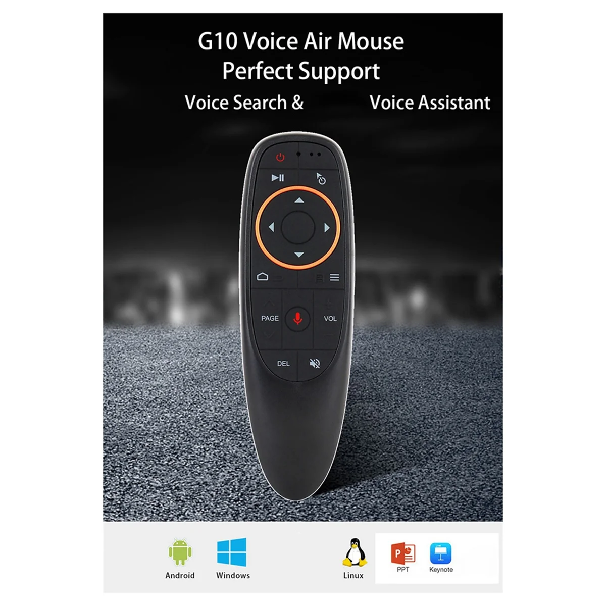 ATS-G10S 2.4G 3 pièces/ensemble voix Air volant souris Gyroscope sans fil infrarouge rétro-éclairage TV décodeur à distance