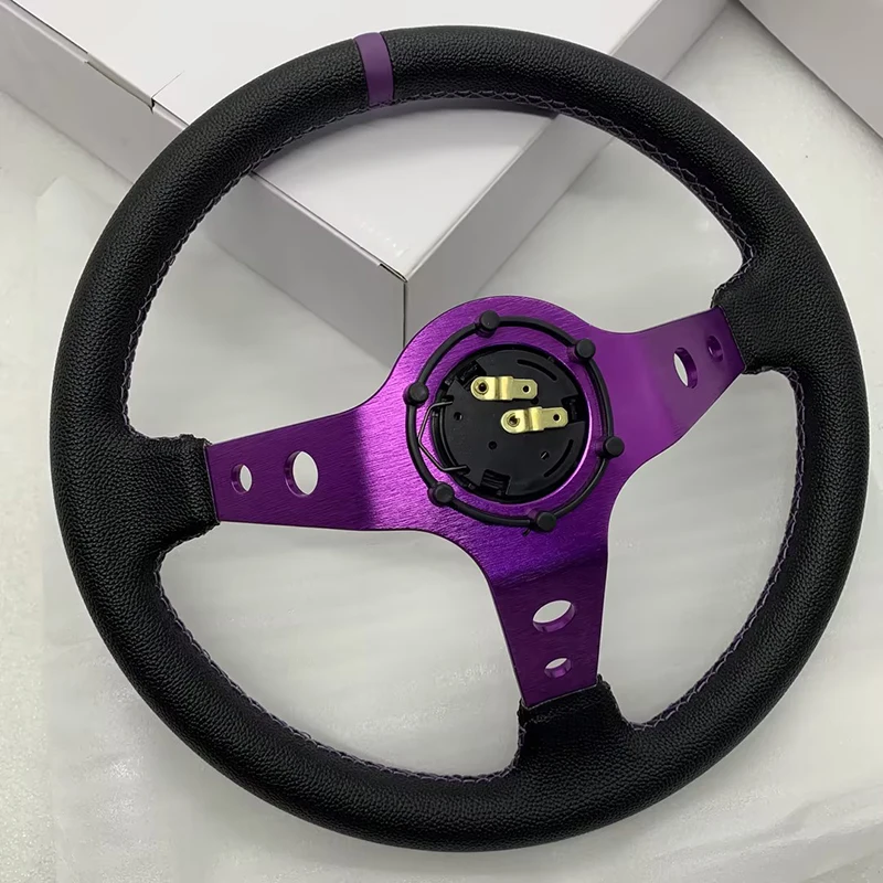 tiypeor brand PVC leather steering wheel in deep disc drift14inch