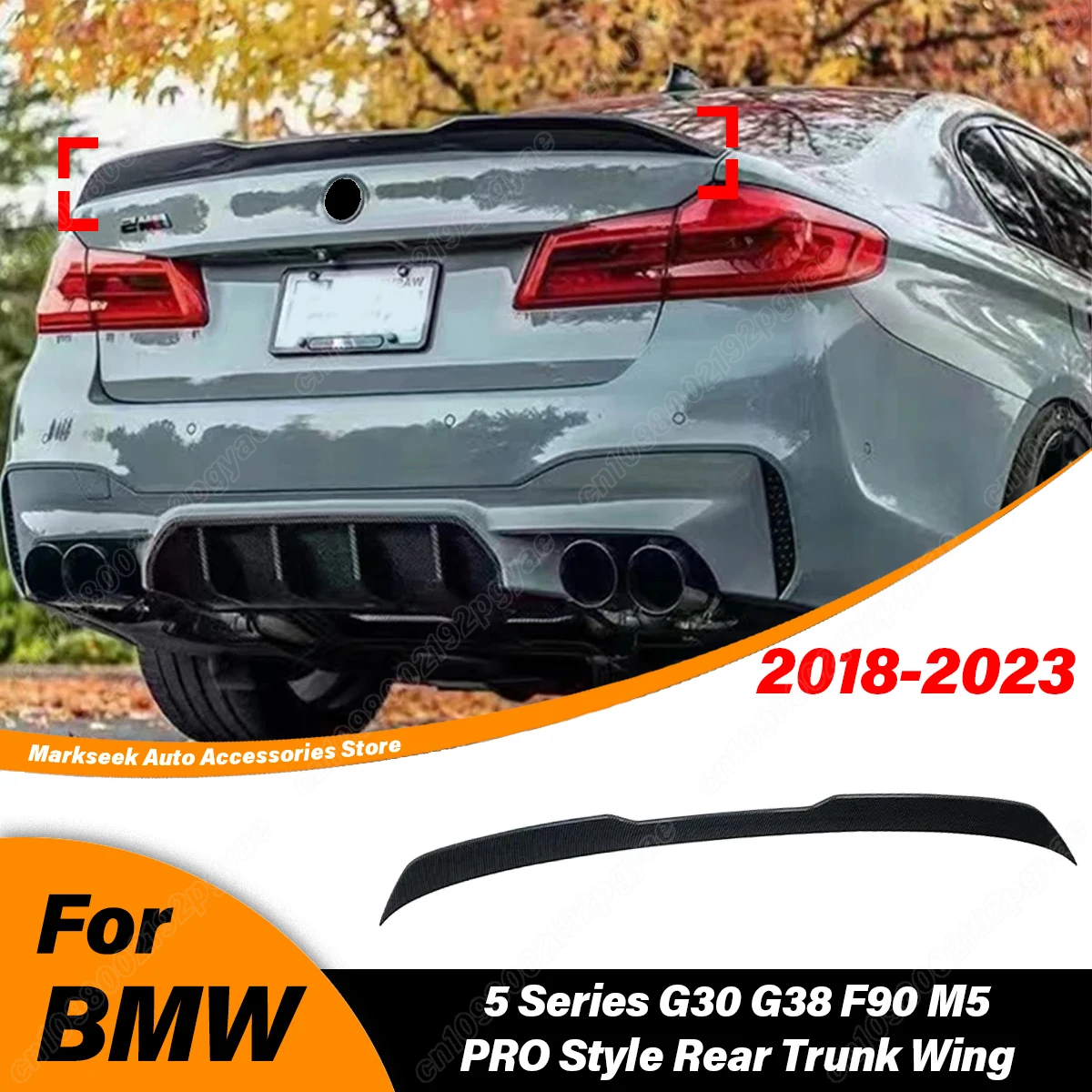 

For BMW 5 Series G30 G35 F90 M5 2018 2019 2020 2021 2022 2023 MP PRO Style Rear Trunk Spoiler Rear Roof Lid Wing Exter BodyKits