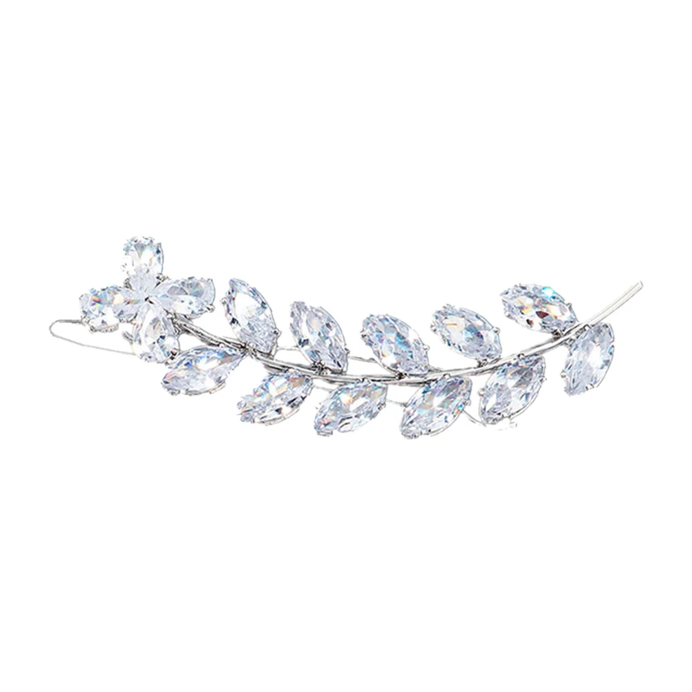 Hair Bridal Clips Rhinestone Barrettes Wedding Crystal Clip Women Leaf Hairpin Set Headpiece Gold Accessories Thick