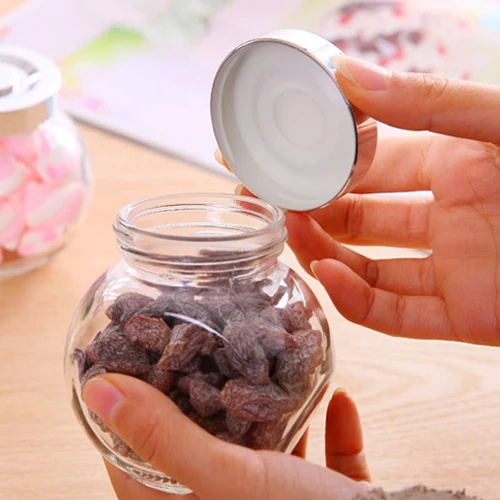 Alloy Lid Sealed Jar Transparent Glass Bottle Storage Creative Jar Miscellaneous Grains Candy Storage Box Kitchen Seasoning Tank