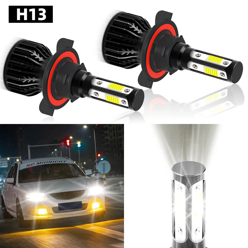 

2pcs 360 Degree H13 Canbus LED Lights 6000K White High Low Beam Car Headlight Bulbs 100W 20000LM Turbo Auto Headlamps 12V 24V
