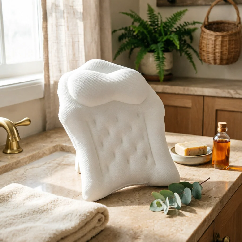 

Bathtub Cushion Pillow Textured Bathtub Cushion Headrest Bath Tub Headrest Tufted Head and Neck Support Pillow White