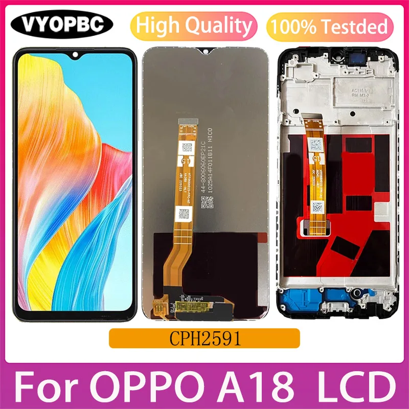 Lcds Touch Screen With Frame,  Replacement For Oppo A18  CPH2591 LCD Display Repair Mobile Phone Pantalla Parts 6.56