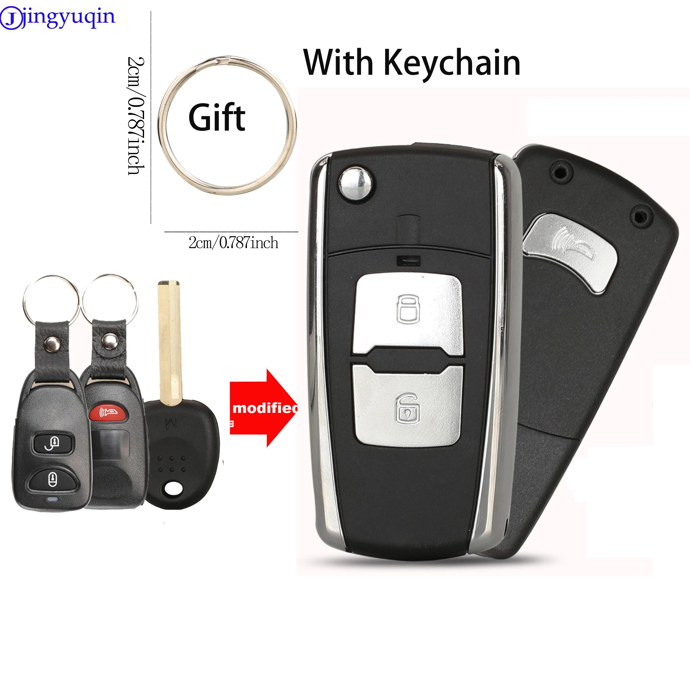 

jingyuqin Remote Modified Car Key Case Cover Fob For Hyundai Accent Santa Fe i30 Veloster Picanto Folding Flid Blank Shell