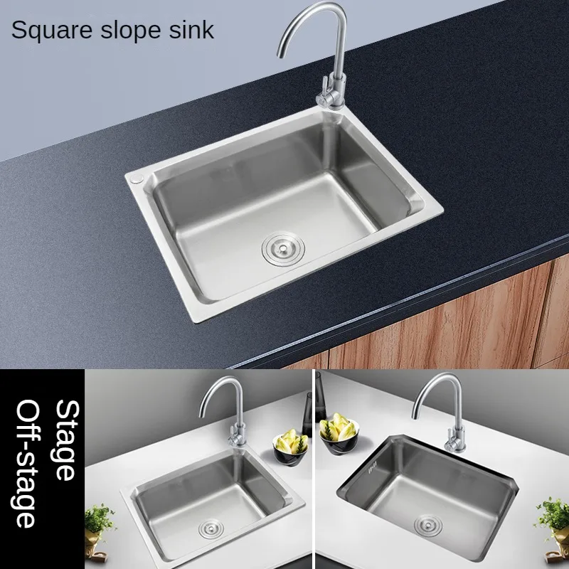 304 Stainless Steel Sink Small Single Slot Package Integrated Stretching Dishwashing and Vegetable Washing Basin Kitchen Sink