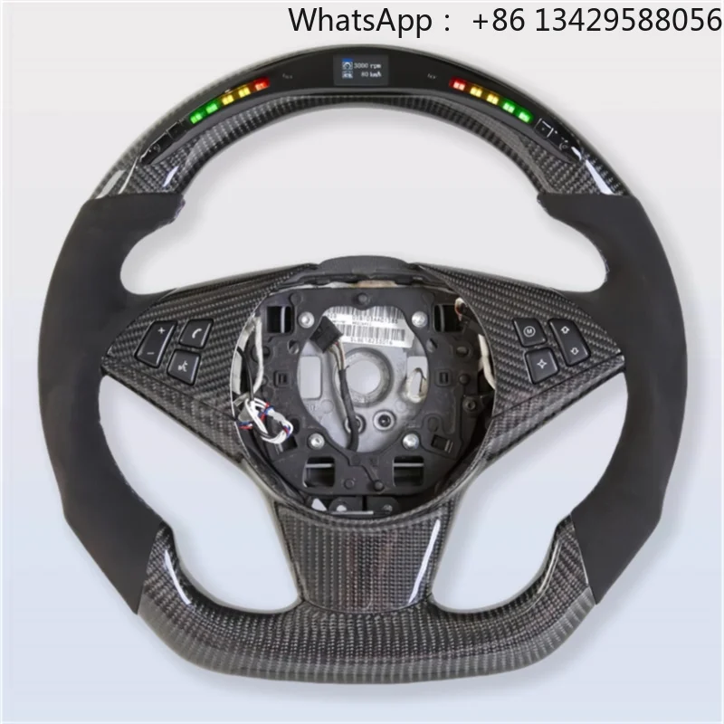 LED Display Suede Real Carbon Fiber Steering Wheel for BMW E64 630i 645ci 650i Custom Leather Steering Wheel Car Accessories