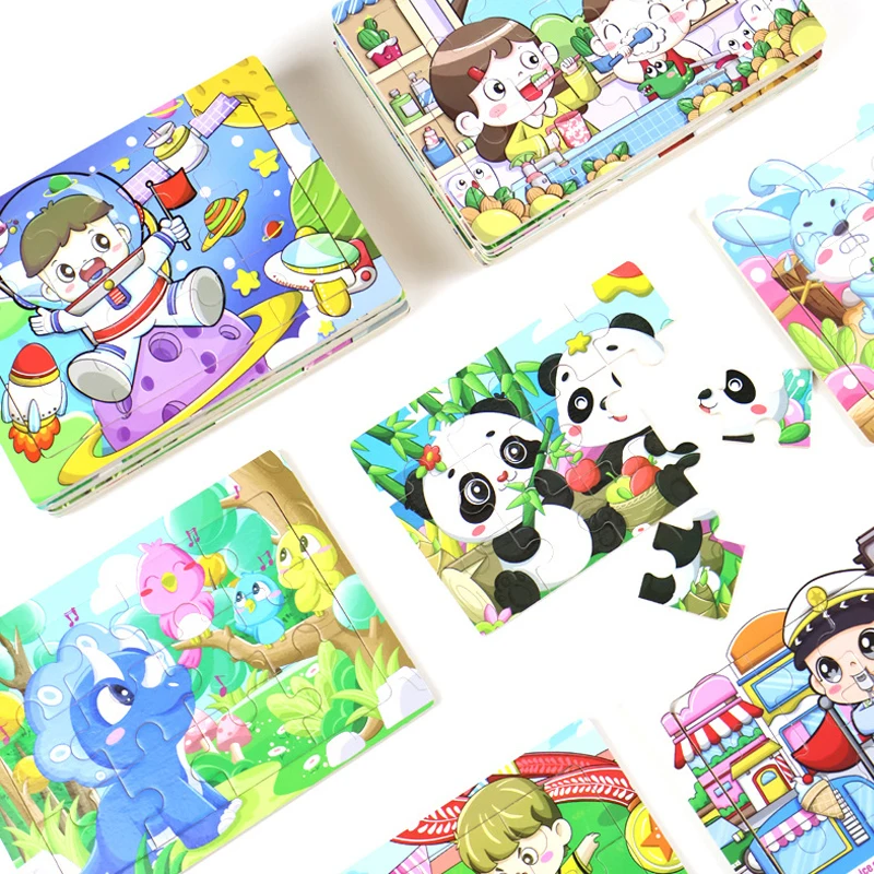 Baby Montessori Toys Wooden Puzzles Cartoon Animal/vehicle Intelligence Jigsaw 3d Puzzles Educational Toys For Children Gift