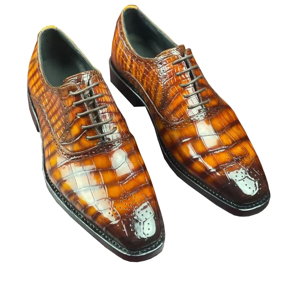 yingshang new arrival men fromal shoes male dress shoes leisure brush color crocodile shoes