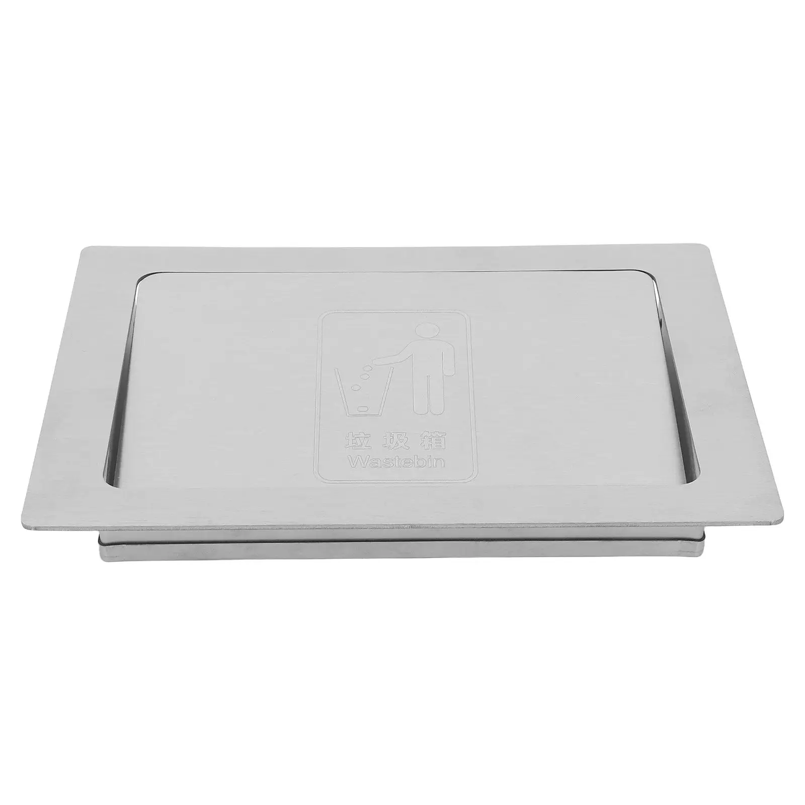 Recessed Garbage Lid Stainless Steel Countertop Embedded Trash Can Cover for Commercial Kitchen Bubble Tea Shop Push Open Design