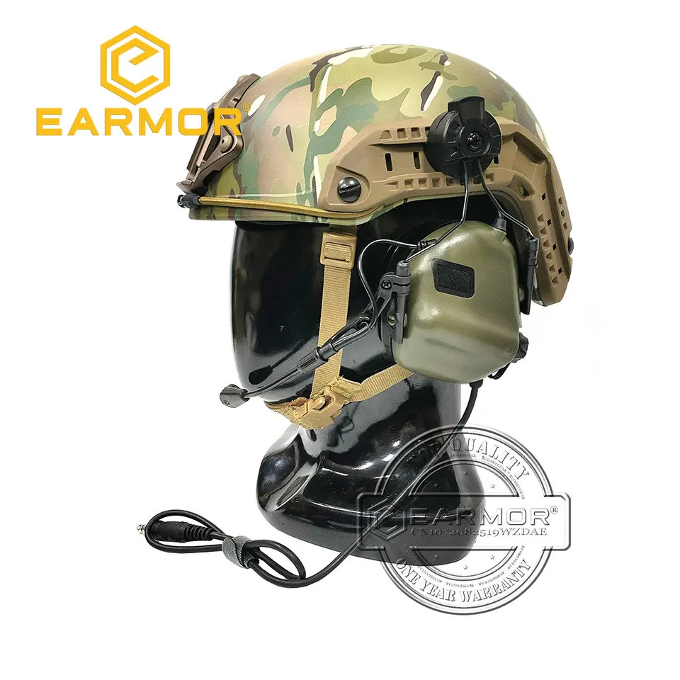 EARMOR M32H MOD3 Military Tactical Headset RAC Rail Adapter Set Noise Canceling Aviation Communication Softair Headphones