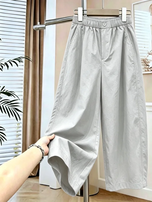 Summer Thin Wide Leg Balloon Pants Women's Slimming Breathable Casual High Waist Polyester Fiber Straight Tube Pants