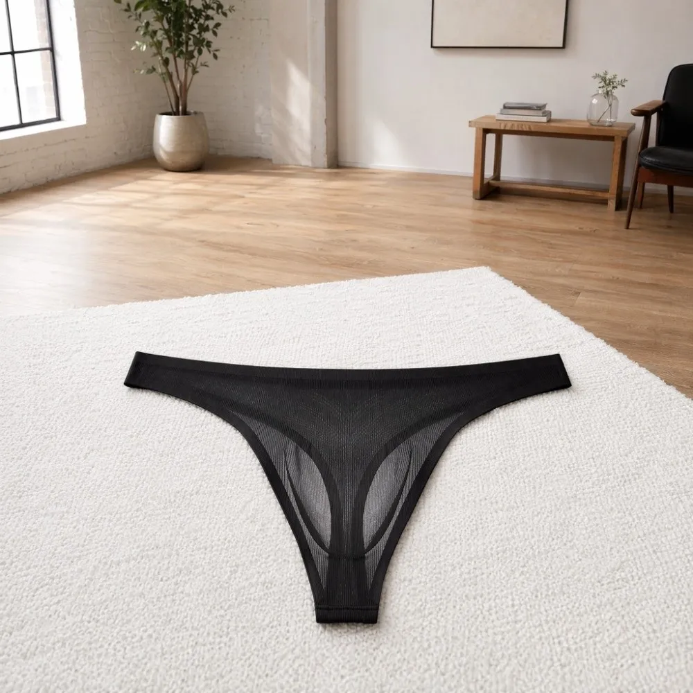 Soft Low Waist Men Ice Silk Thongs Underpants Solid Color Men's Panties T-back Thin Strap Male Briefs Men