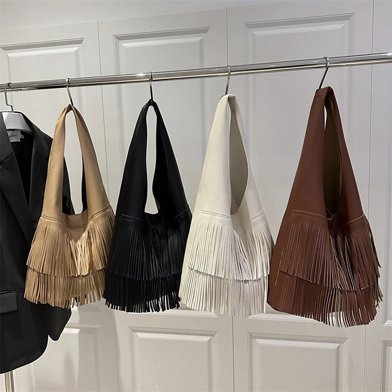 

1 комплект, модные сумки на плечо с кисточками для женщин, высококачественная дорожная сумка из искусственной кожи, роскошная женская сумка под мышками, простая сумка на плечо