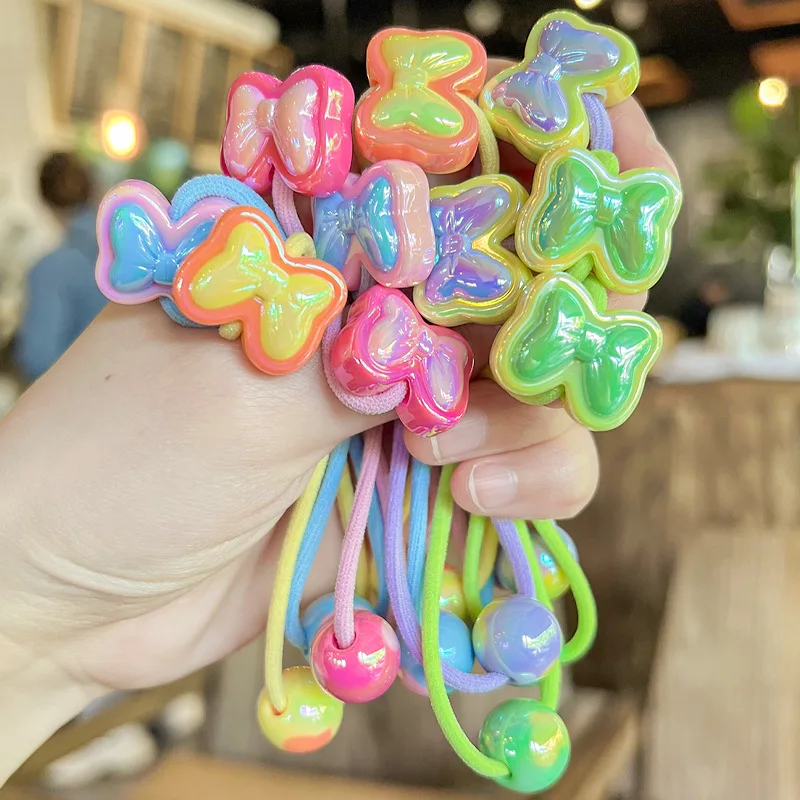Ponytail Rings Colorful Bow Premium High Elastic Stretchy Soft Comfortable for Girls and Kids Daily School Accessories