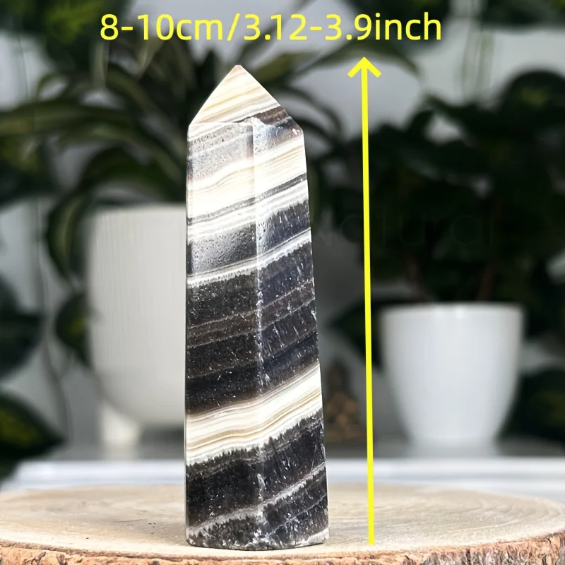 1pc Random Pattern Natural Tai Chi Stone Tower Point, with Black and White Marble Stripes, for Home Decor , New Year Gifts