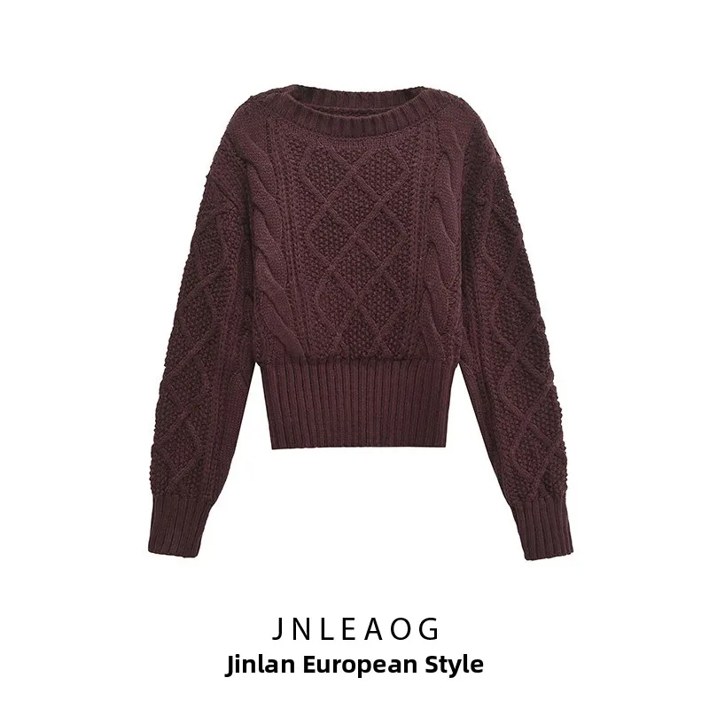 

JNLEAOG Новый женский модный повседневный вязаный свитер из чистой шерсти, удобный свободный крой, ор-длина, круглый Ne Long Sve